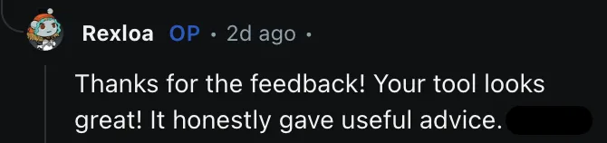 Reddit User Feedback 3